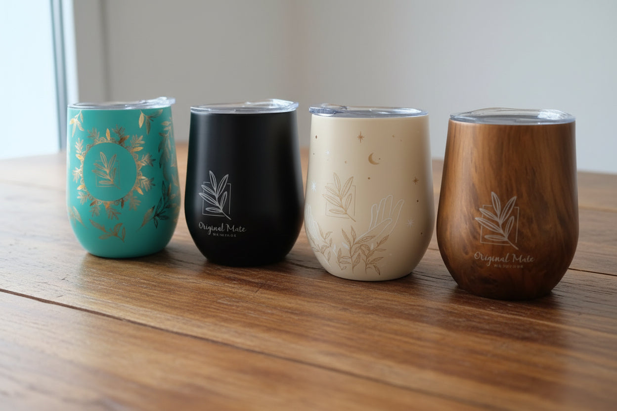 Mate Térmico de Acero Inoxidable con Bombilla Dorada - 4 Diseños