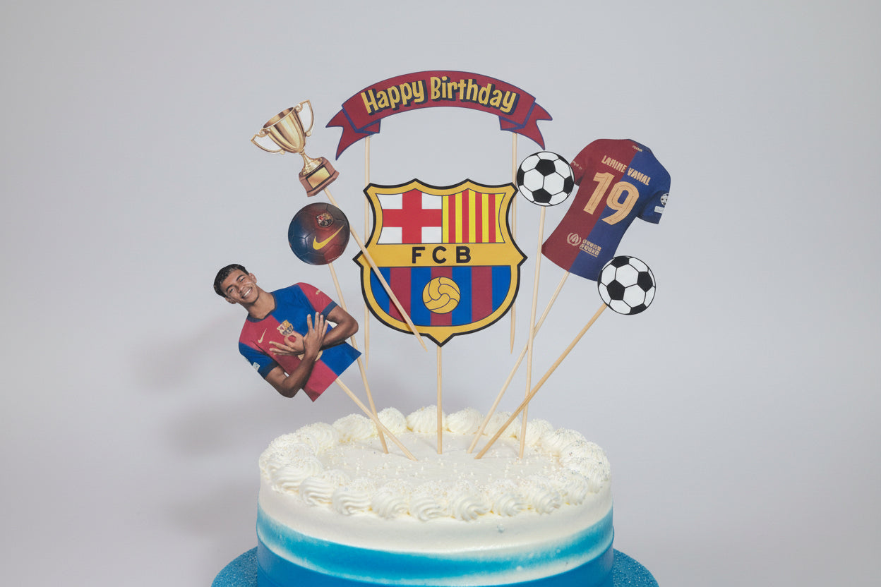 Set de Toppers para Tarta FC Barcelona - Decoración Temática Fútbol
