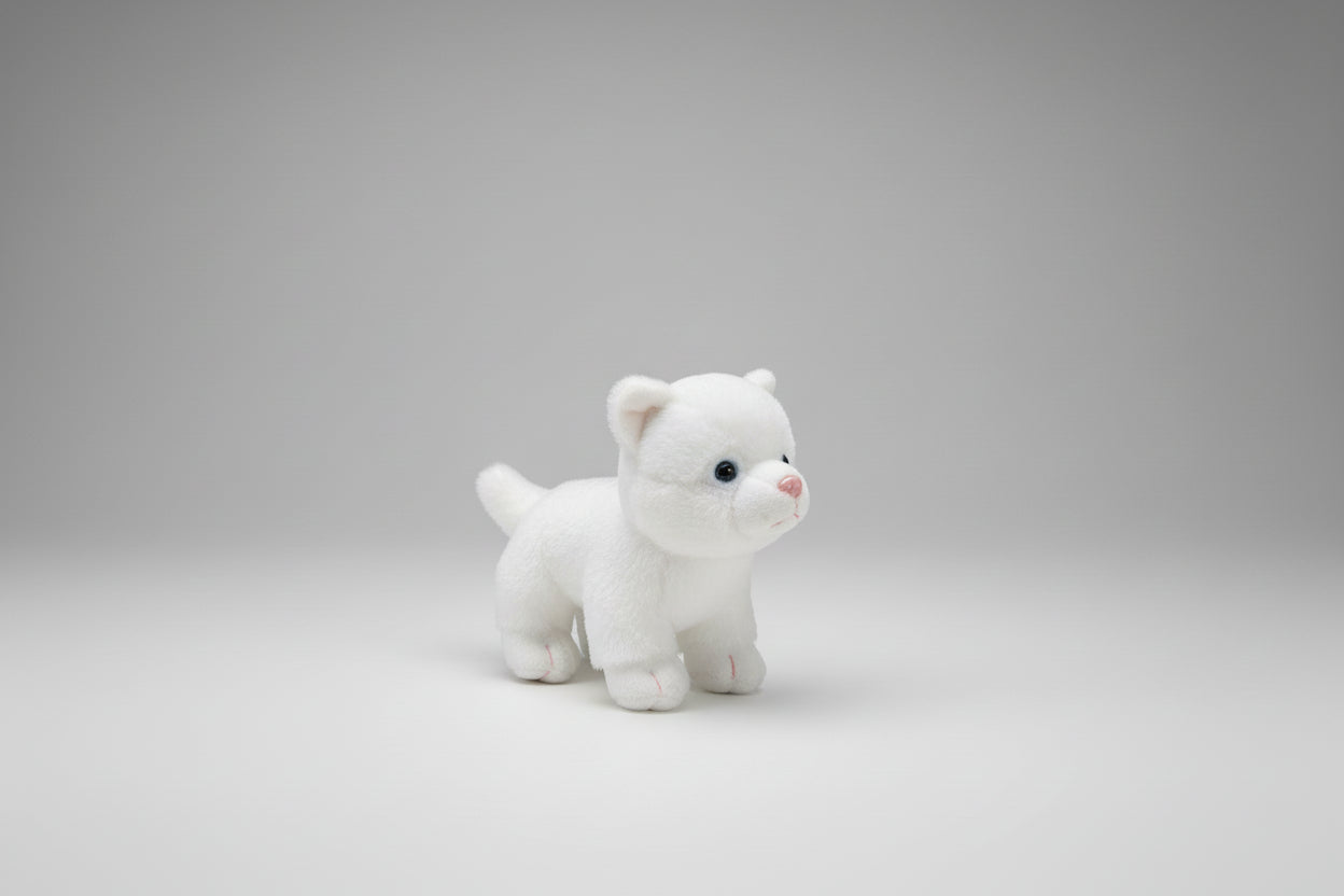 Peluche de Perrito Blanco Suave y Esponjoso - Cachorro Tierno, mide