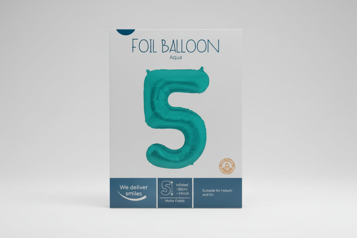 Globo número 5 turquesa de 86cm