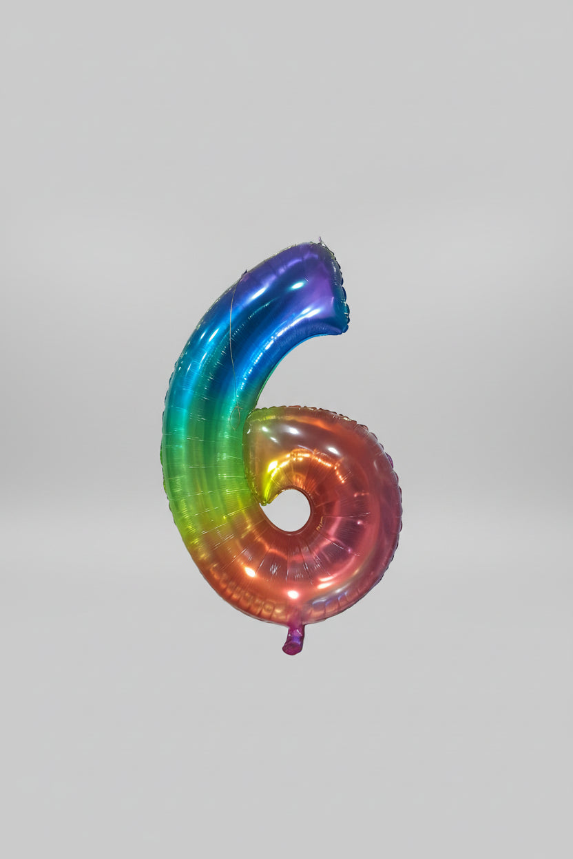 Globo número 6 arcoiris de 81cm