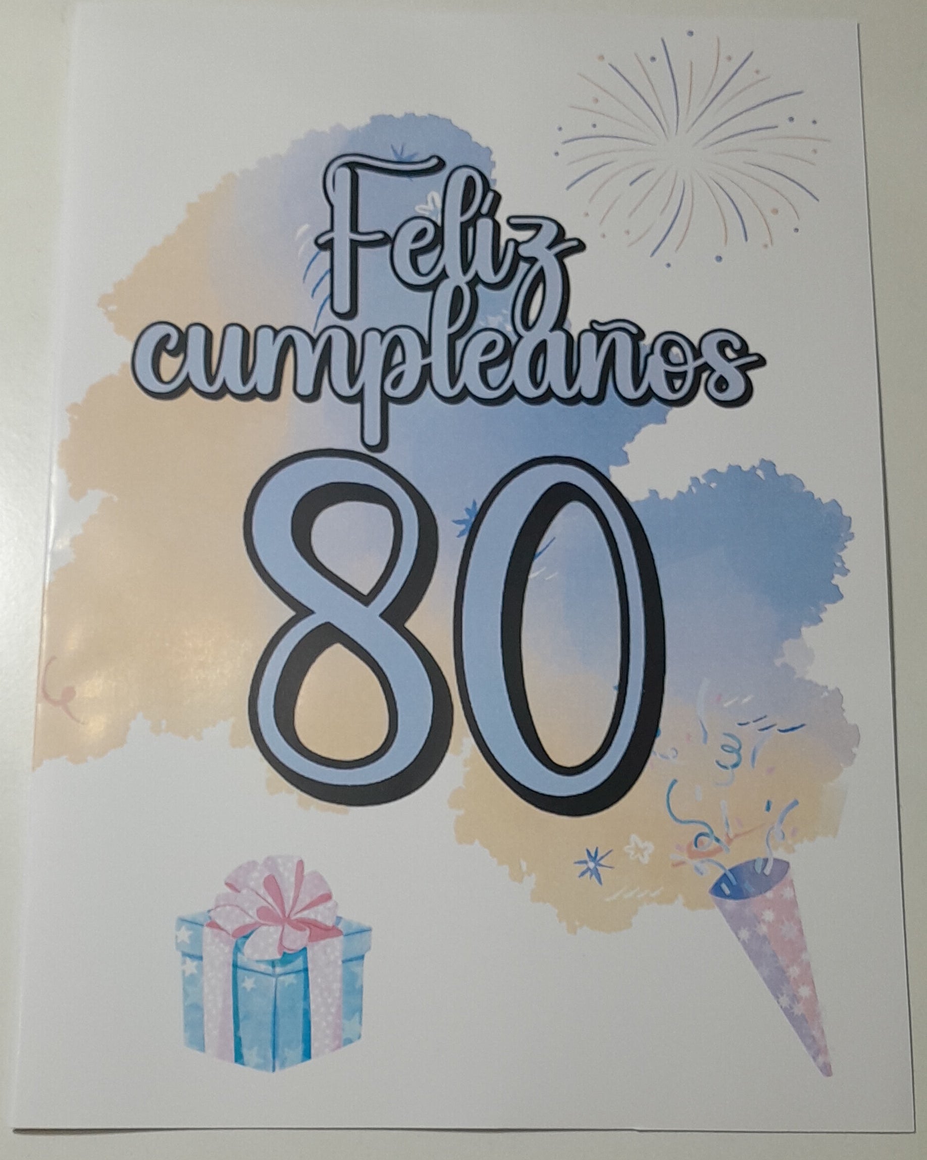 Tarjetón de Felicitación 80 Cumpleaños de 30cm