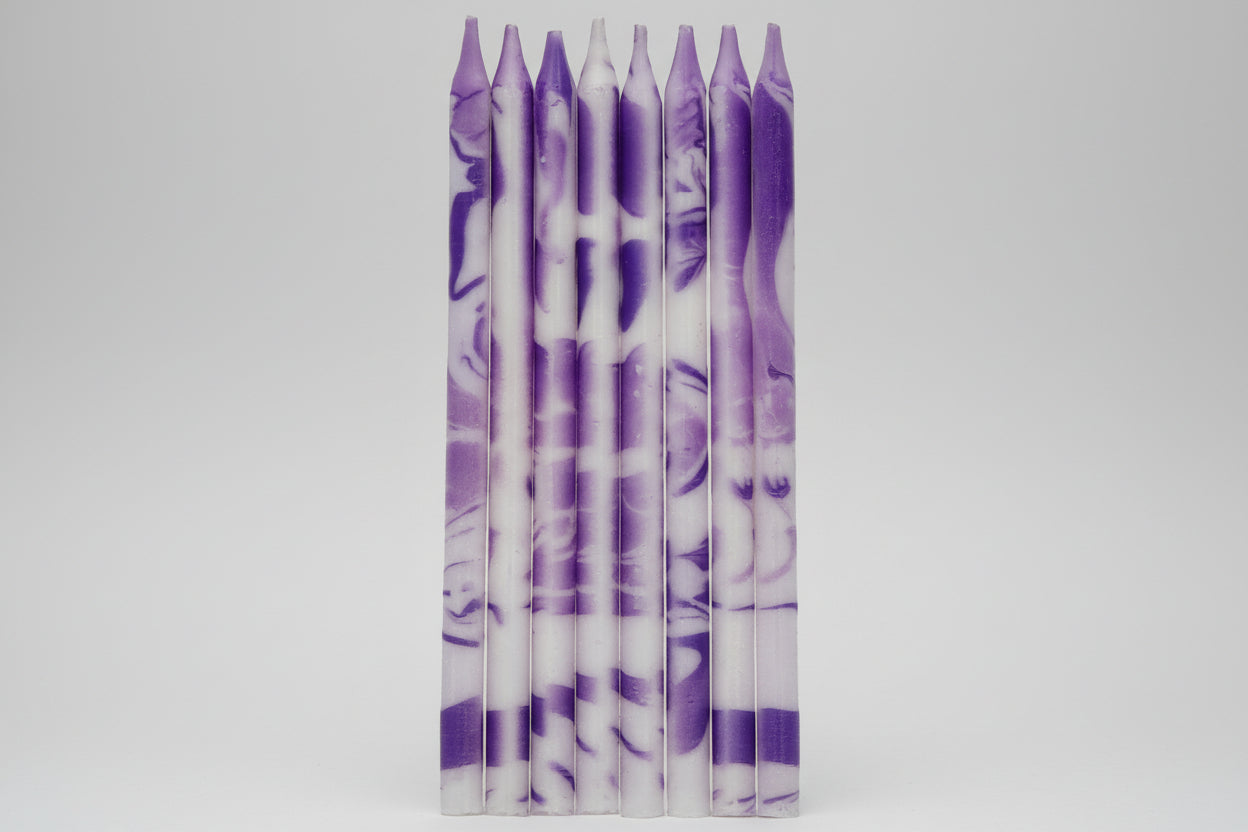 Velas Efecto Mármol Morado - Pack 24 unidades
