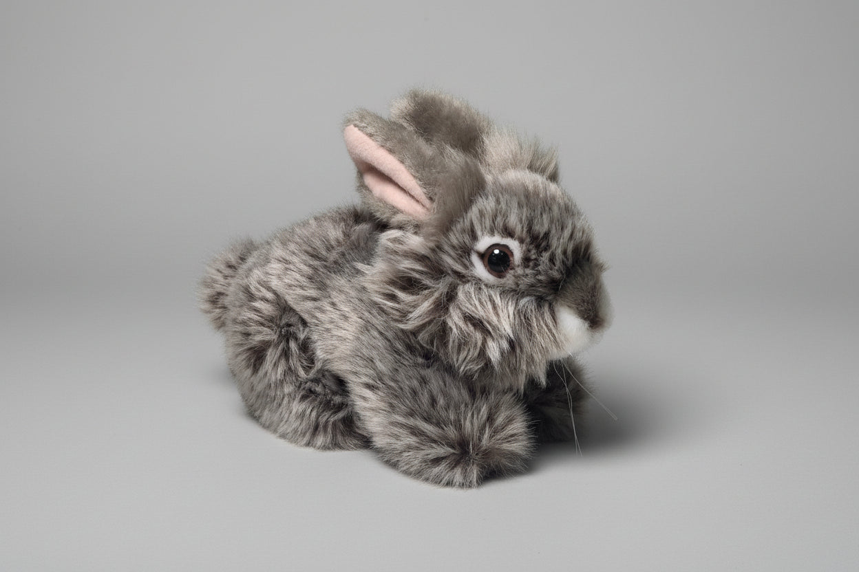 Peluche Conejito Gris Esponjoso de 15cm
