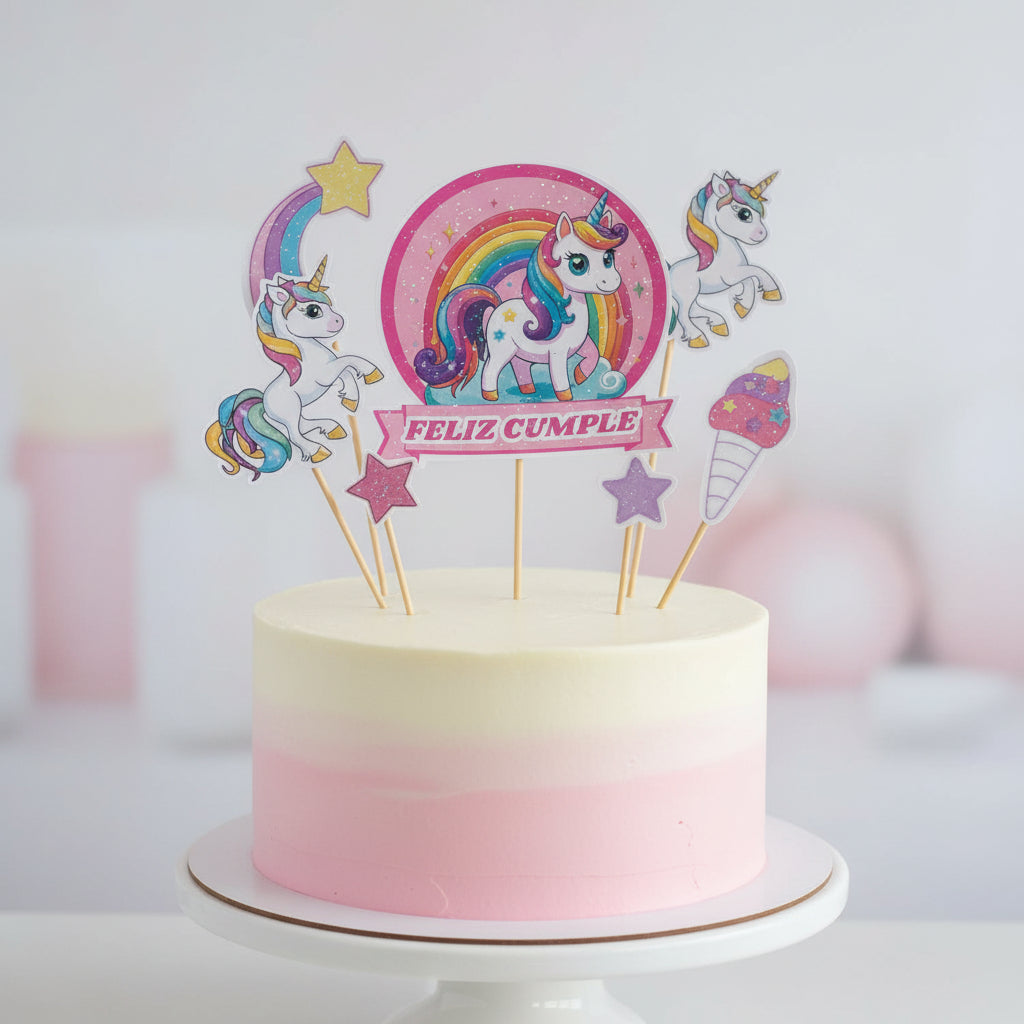 Set Decoración para Tarta Unicornios Mágicos