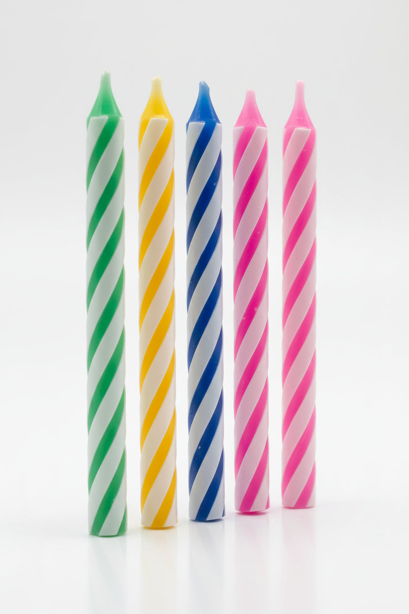 Set de Velas de Cumpleaños Rayas Multicolor - 10 Piezas