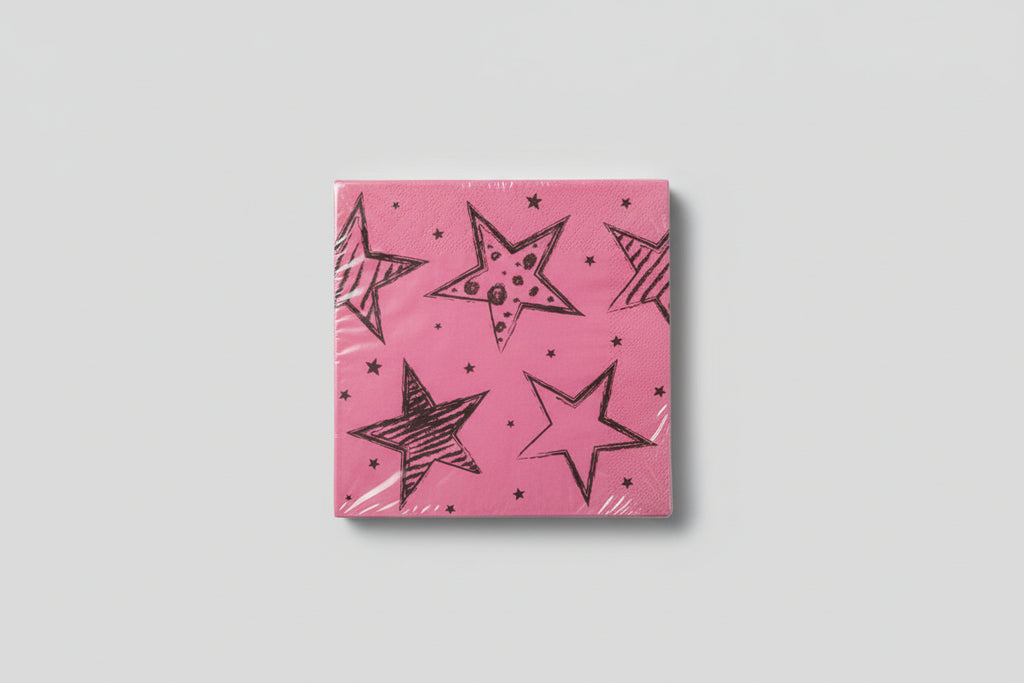Servilletas Estrellas Rosas - Pack Celebración x 16u