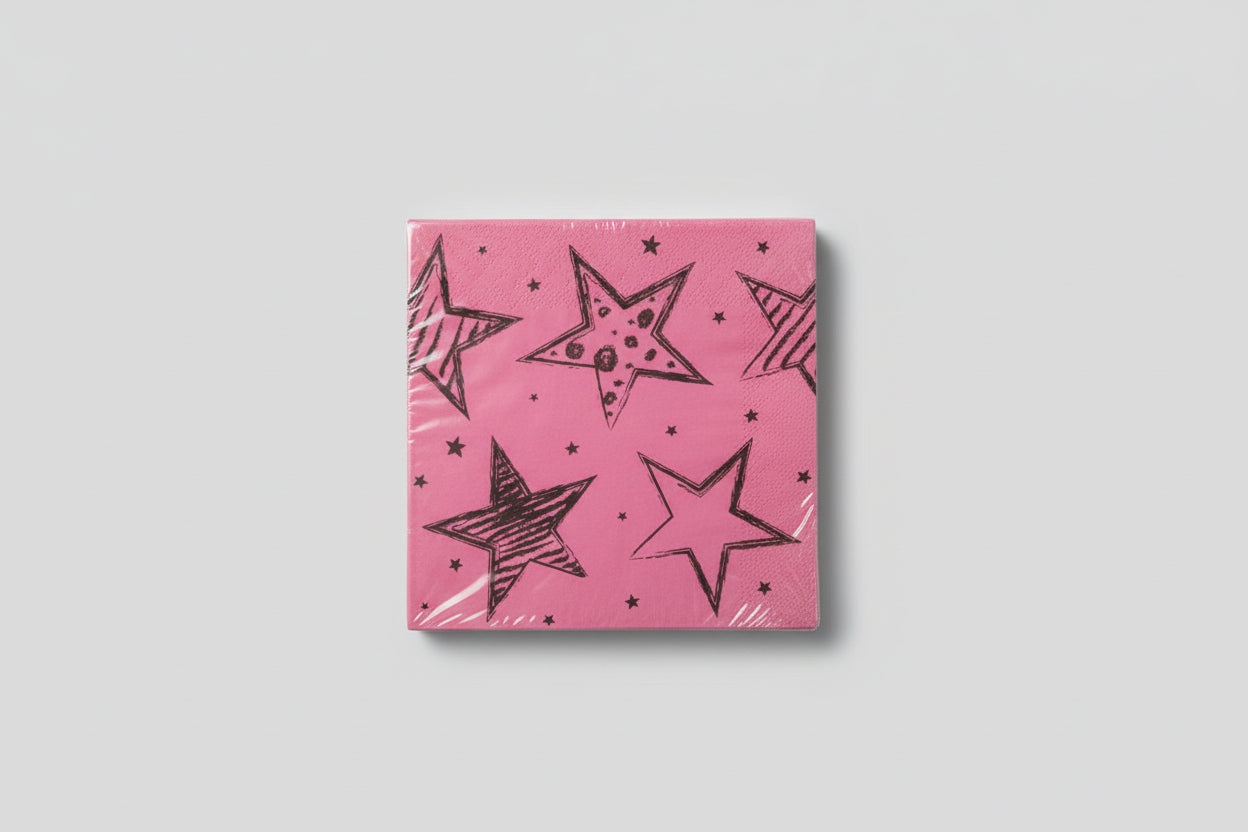 Servilletas Estrellas Rosas - Pack Celebración x 16u