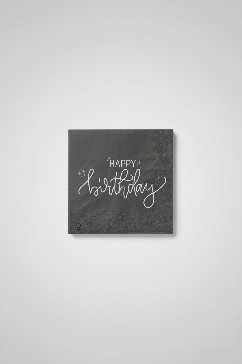Servilletas Happy Birthday - Pack Celebración negro x 20u
