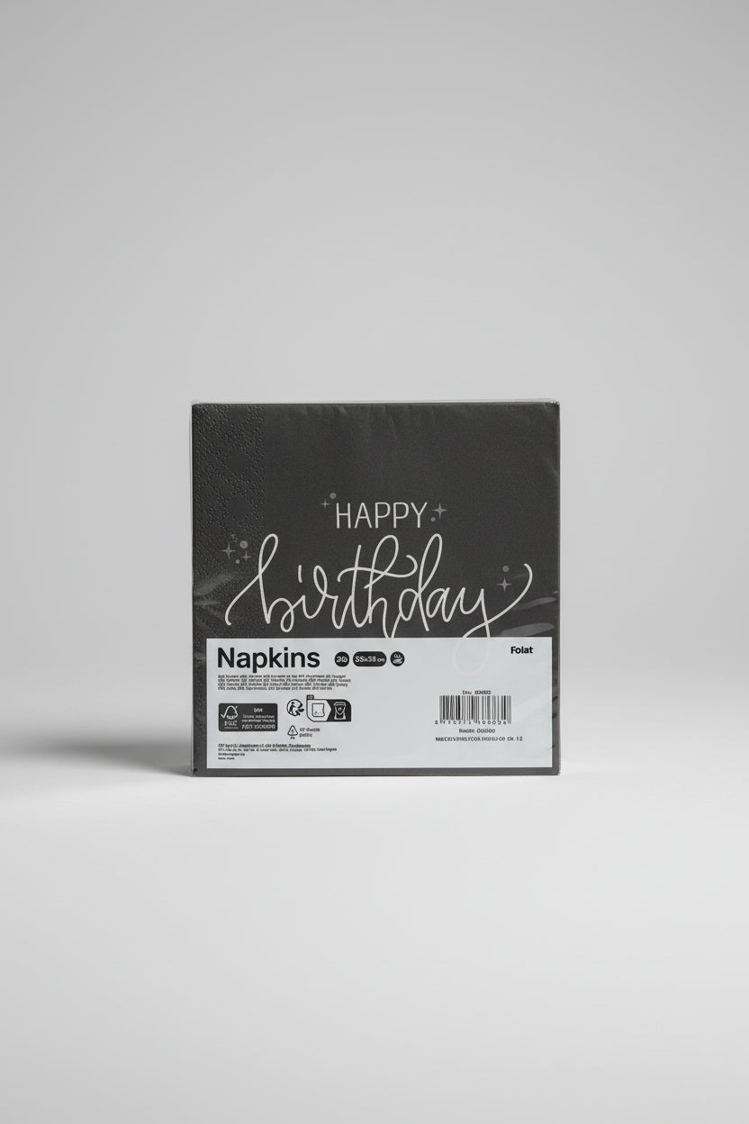 Servilletas Happy Birthday - Pack Celebración negro x 20u