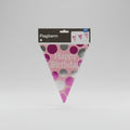 Guirnalda de Banderines Happy Birthday Rosa con Lunares - Flagbann