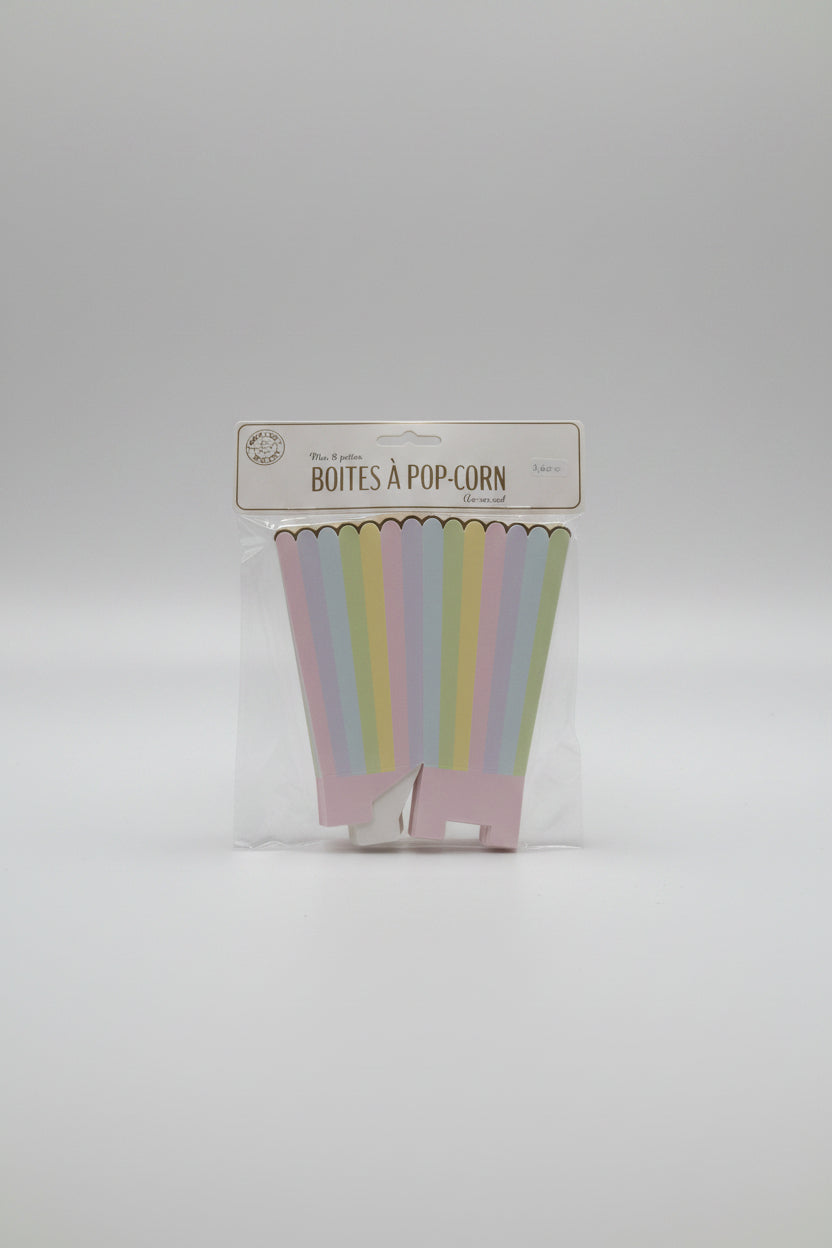 Cajas para palomitas en tono pastel x 8 unidades
