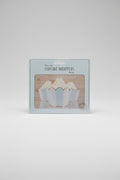 Porta cupcakes celeste y blanco