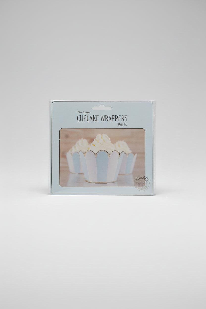 Porta cupcakes celeste y blanco
