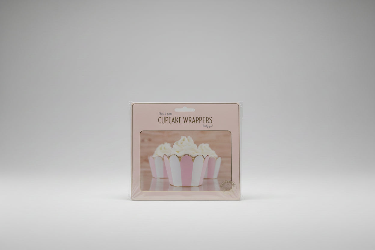 Porta cupcakes rosa y blanco x 8u