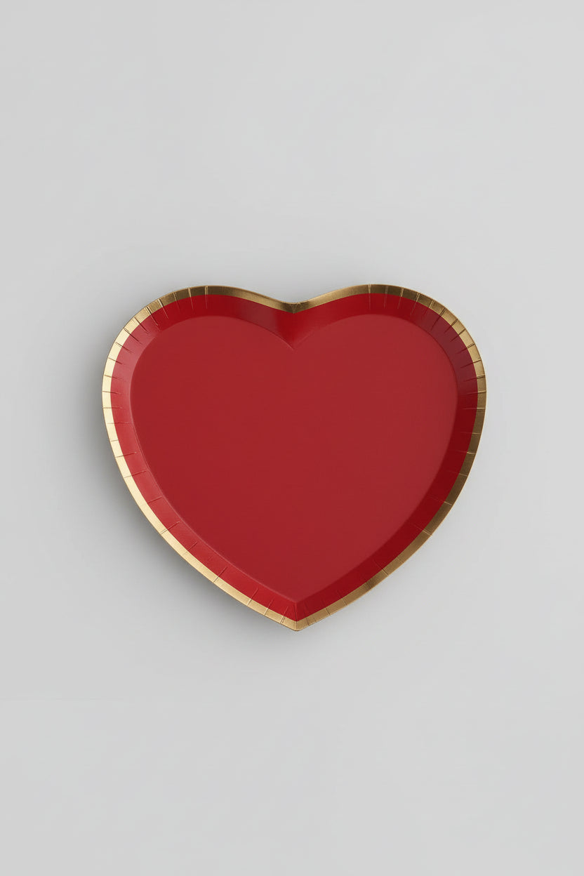 Plato con forma de corazón rojo x 8 unidades
