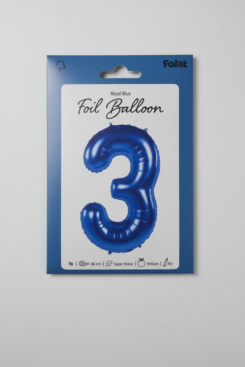 Globo Número 3 Azul x 86cm