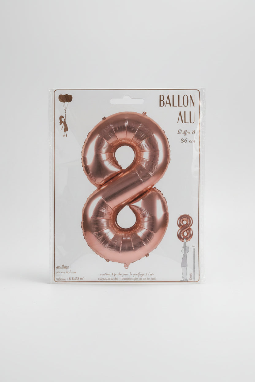 Globo número 8 oro rosa x 86cm