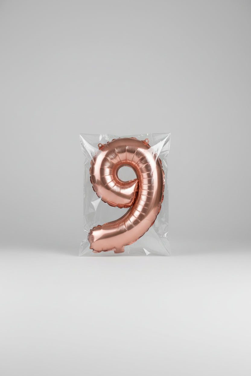 Globo número 9 oro rosa x 86cm
