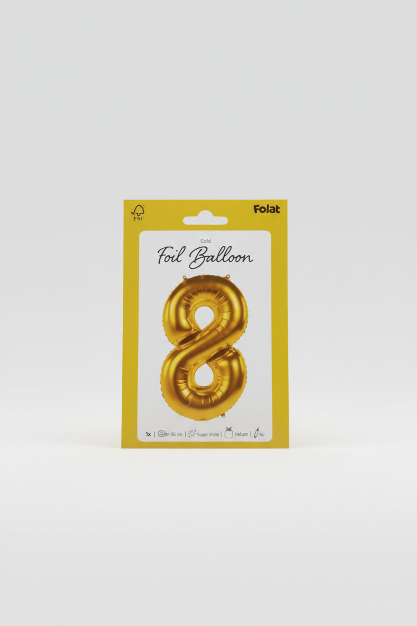 Globo número 8 oro x 86cm