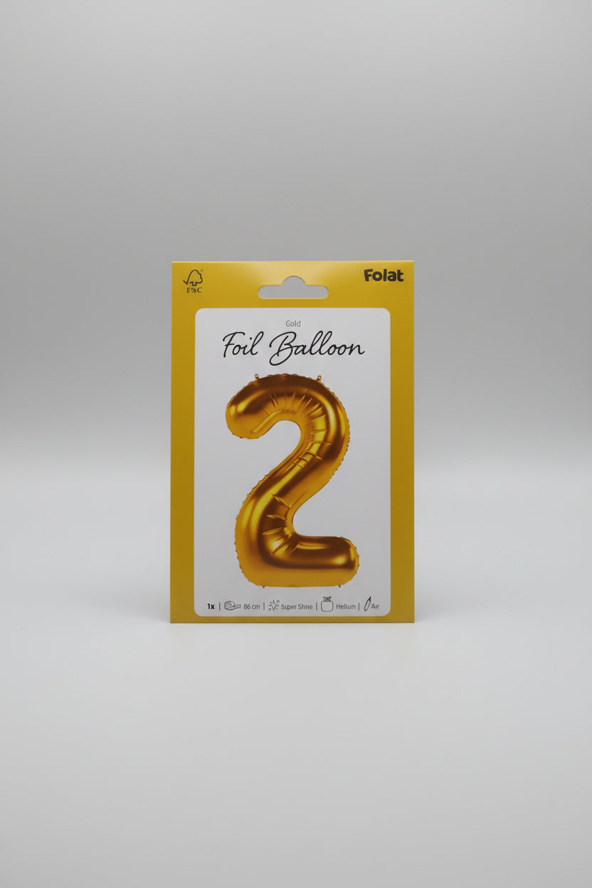 Globo número 2 oro x 86cm