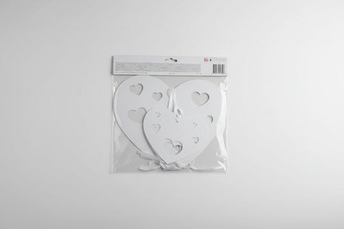Banderín blanco con forma de corazones "just married" (recién casados)