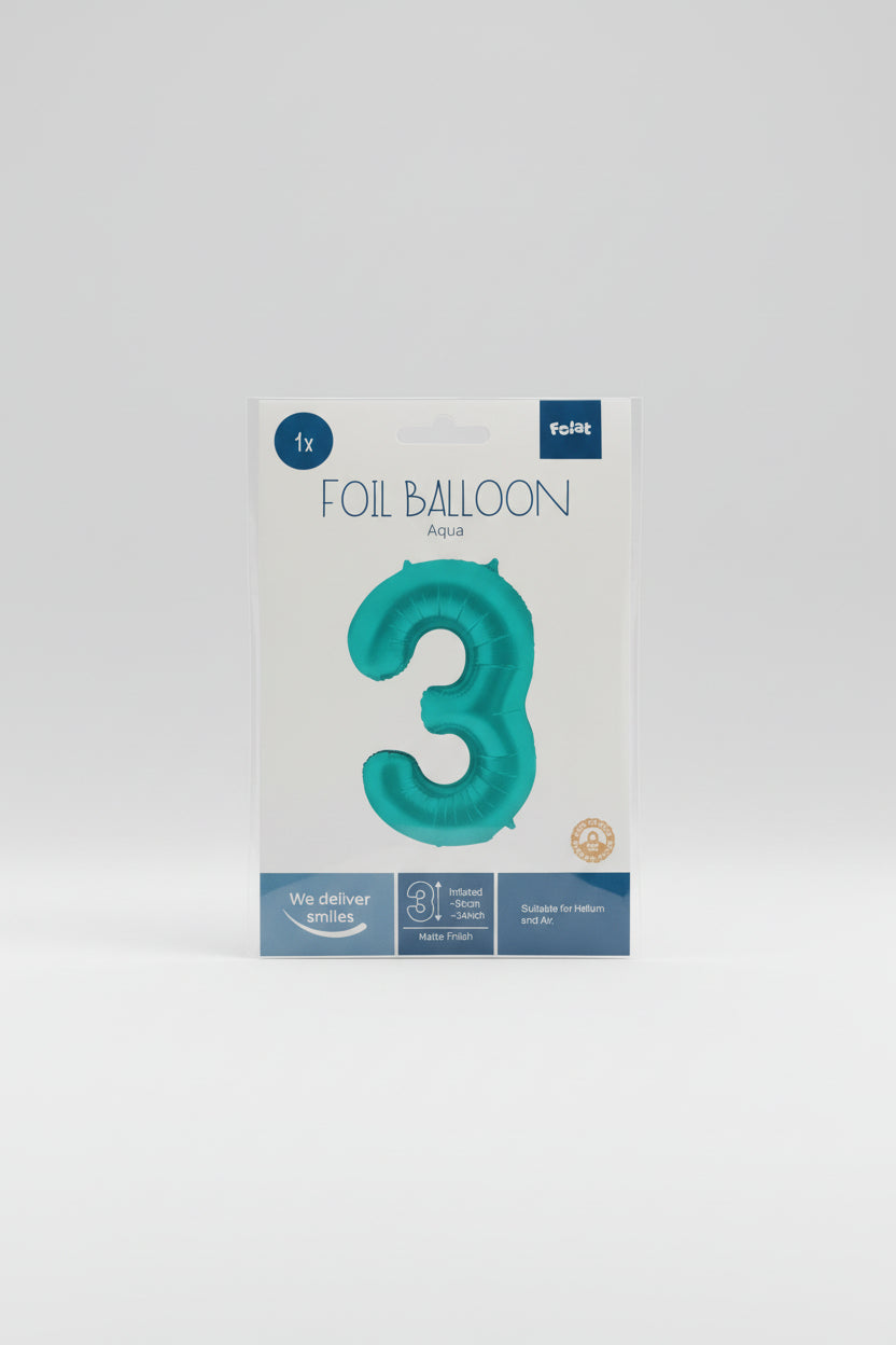 Globo Número 3 Turquesa x 86cm