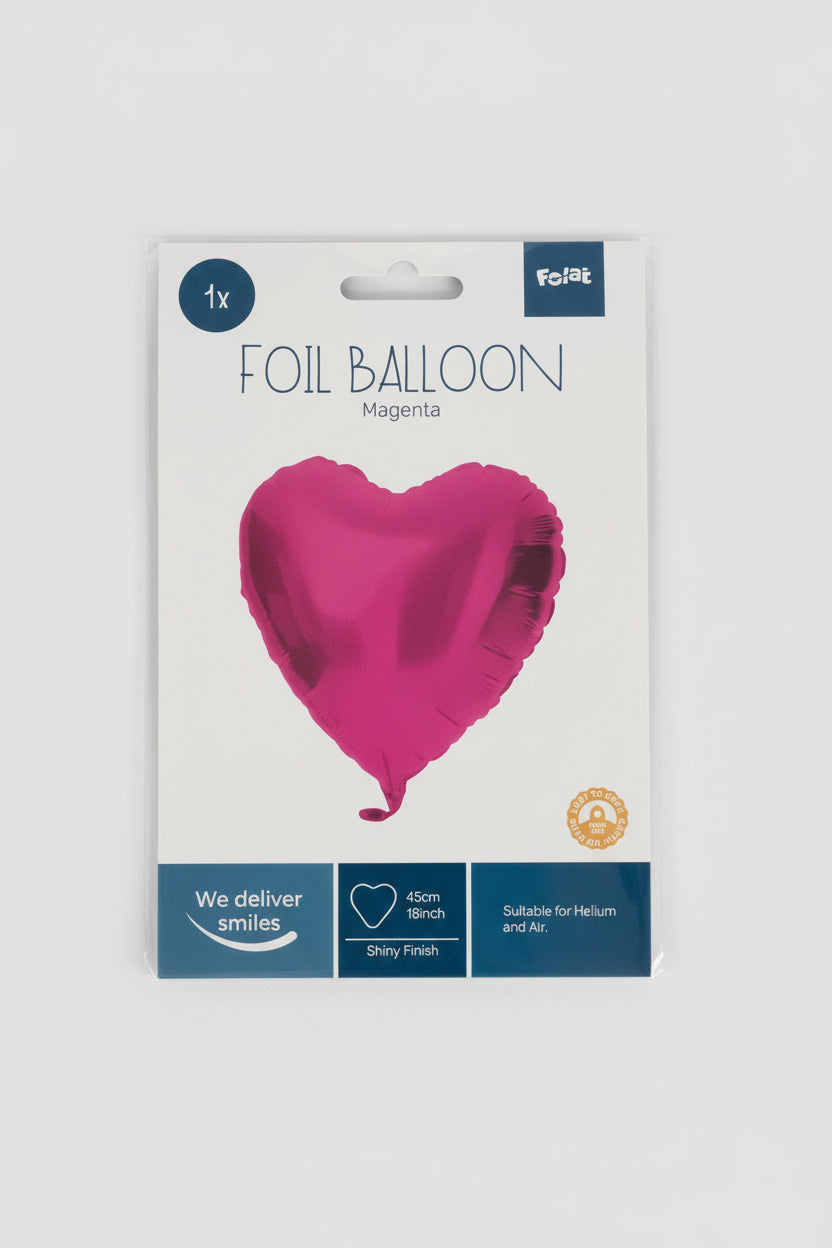 Globo Foil Corazón Fucsia Brillante x 45cm