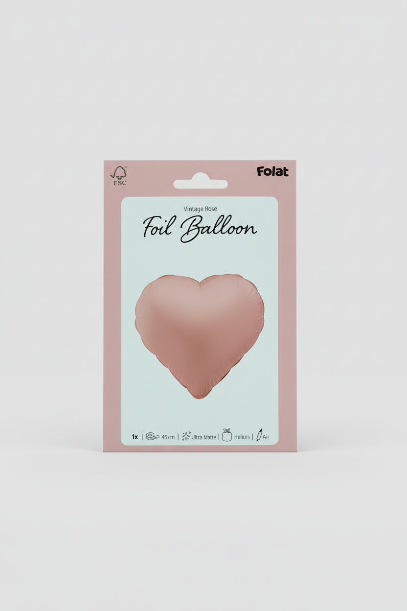 Globo Foil Corazón Rosa Vintage mate x 45cm