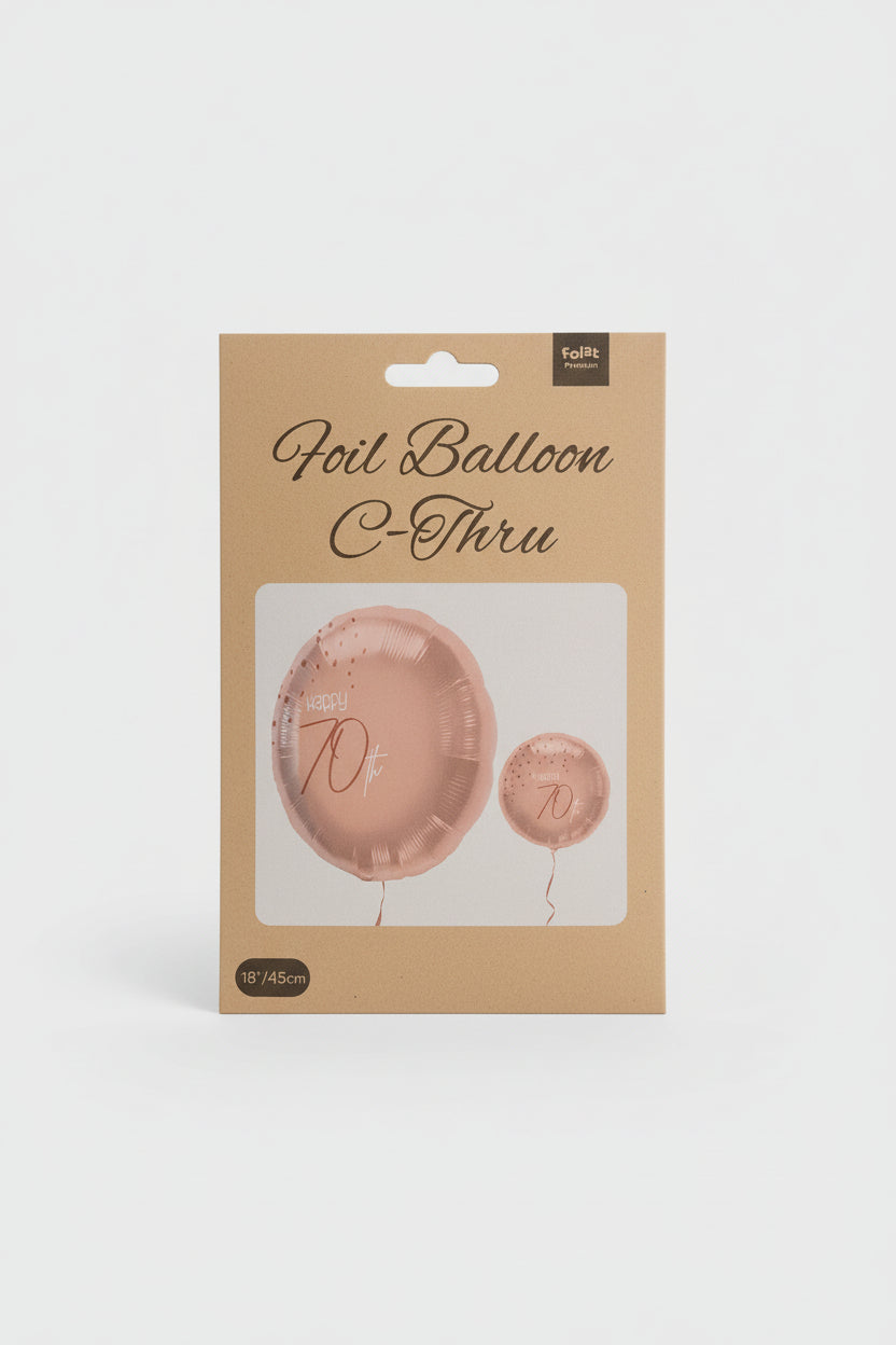 Globo de foil "Felices 70" rosa pastel brillante de 45 cm