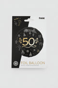 Globo de foil número 50 negro con detalles dorados de 45 cm
