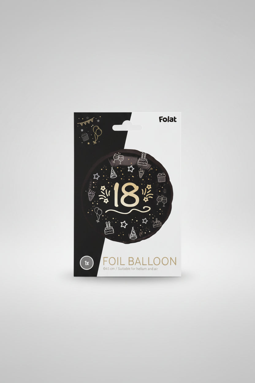 Globo de foil redondo con número 18 de 45 cm