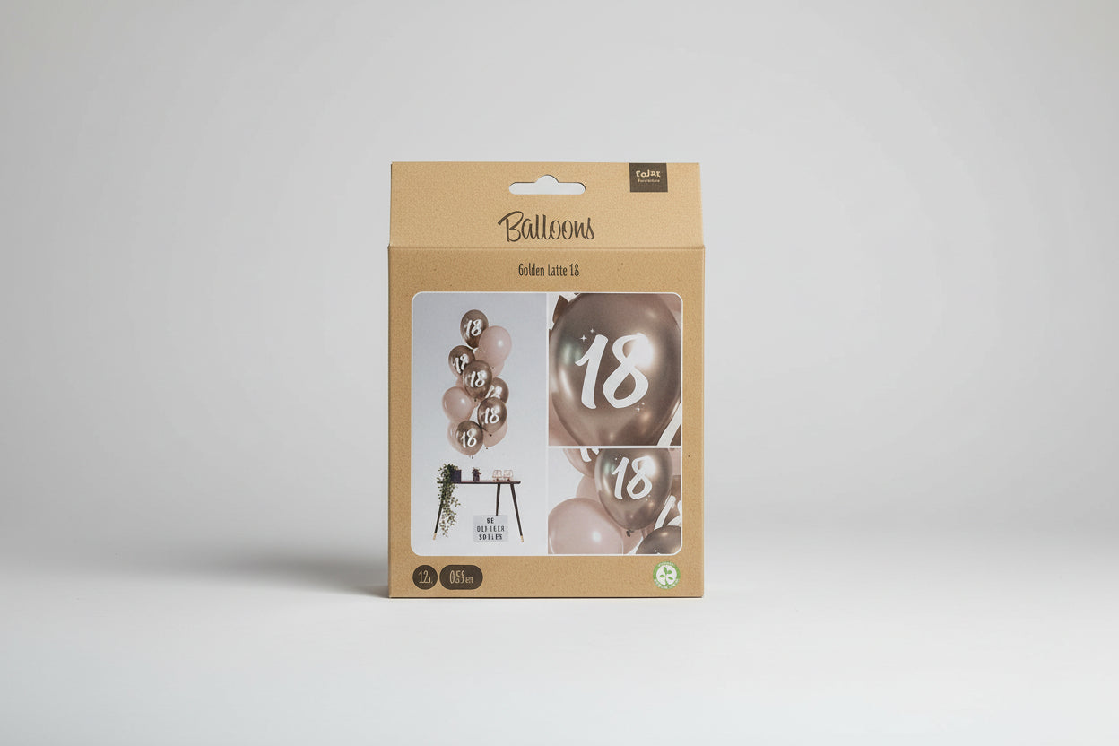 Kit de 12 globos de látex número 18 de 33 cm - 6 dorados y 6 mate