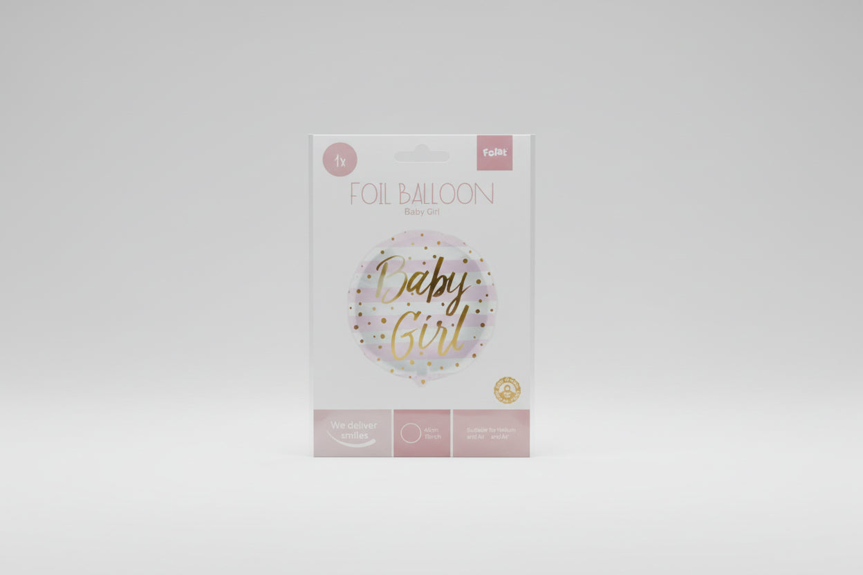 Globo Foil "Baby Girl" Rosa 45cm - Celebración Bebé