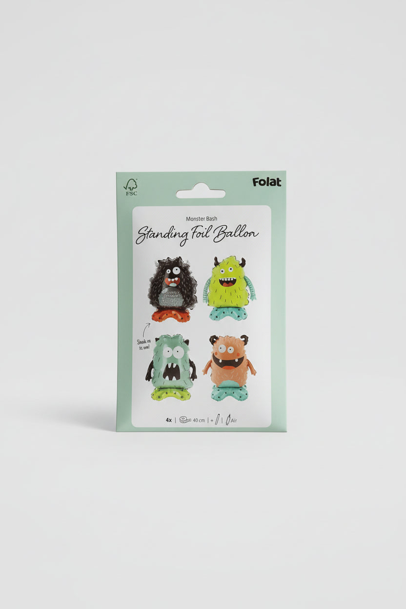 Set 4 Globos Foil Monstruos Divertidos 40cm - Spooky Friends Fun