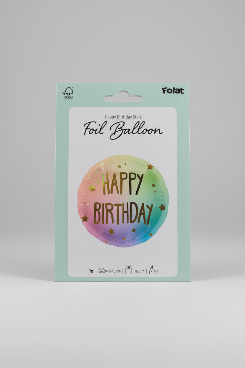 Globo happy birthday star, multicolor x 45cm