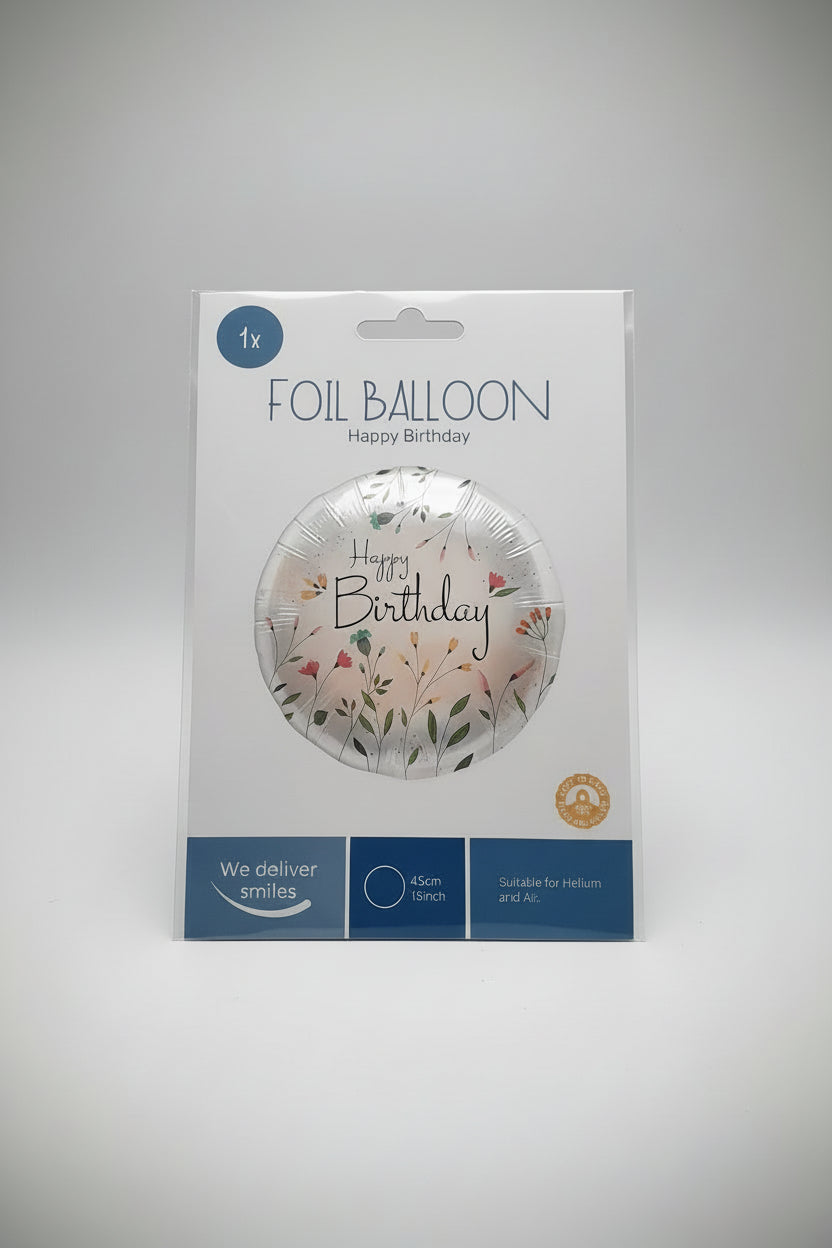 Globo happy birthday flores x 45cm
