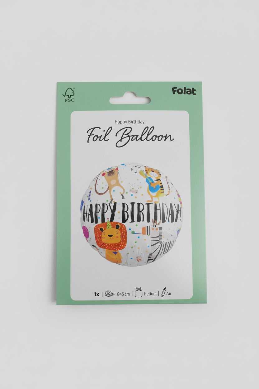 Globo de aluminio Happy birthday de animales