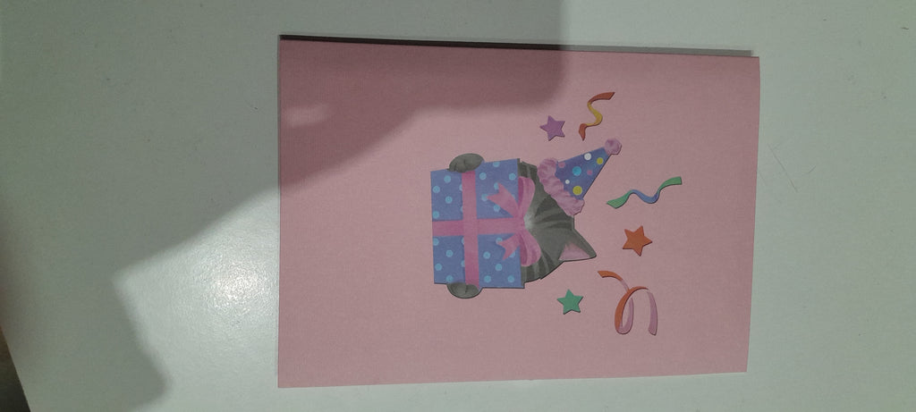 Tarjeta de felicitacion gatito 3d pop-up