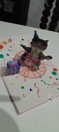 Tarjeta de felicitacion gatito 3d pop-up