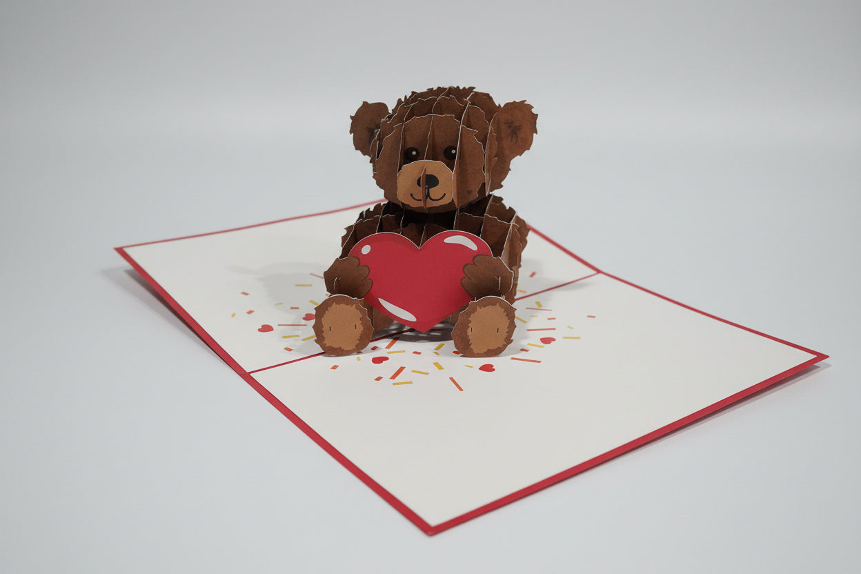 Tarjeta de felicitación 3d pop up con osito