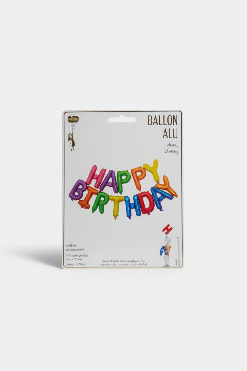 Globos con letras de Happy Birthday multicolor