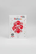 Pack de 10 globos , 5 rojos y 5 transparentes con confeti rojo
